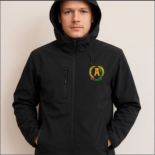 Chaqueta de trabajo negra con capucha